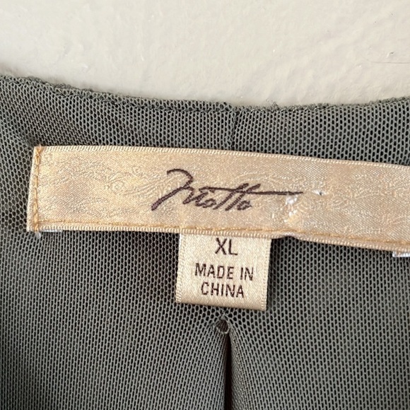 Motto Floral Lace Top Green Sheer Lined Three Quarter Sleeves Size XL - Picture 4 of 14